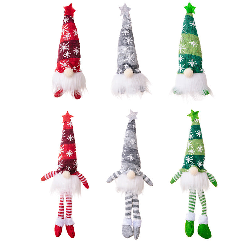 Wholesale Christmas Decorations Faceless Doll Forest Old Man Snowflake Knitted Hat with Light